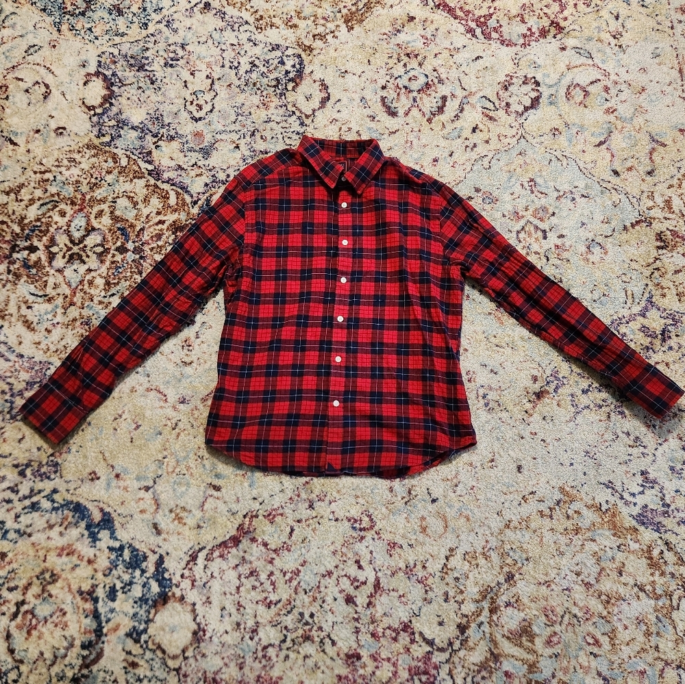 Untuckit Men's Daumas 100% Cotton Flannel Button Down Shirt Size Large